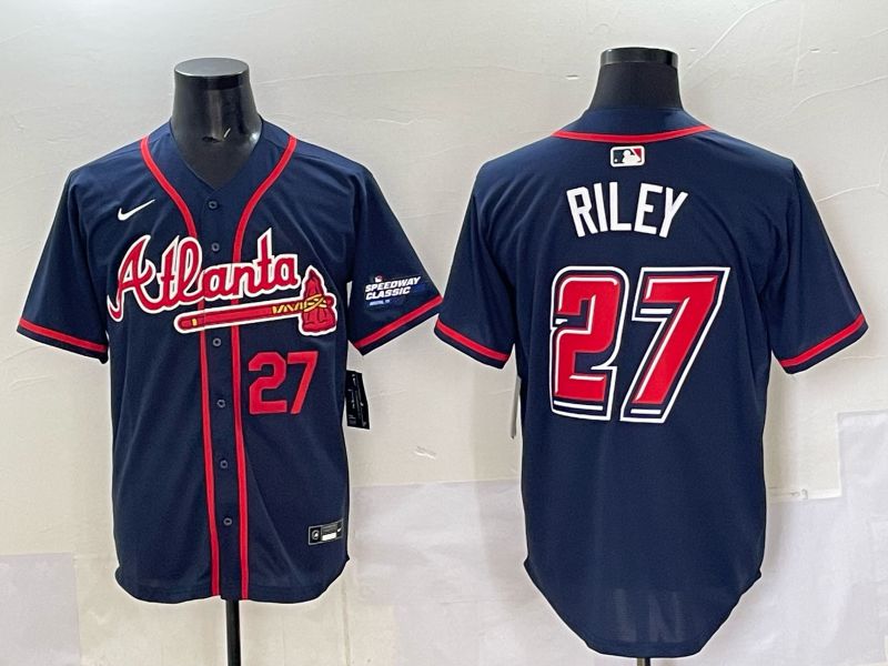 Men Atlanta Braves #27 Riley Drak Blue Nike 2025 MLB Jersey style 04